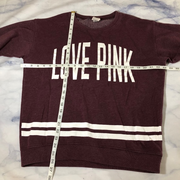 PINK Victoria's Secret Burgundy & White Sweatshirt - Picture 5 of 7